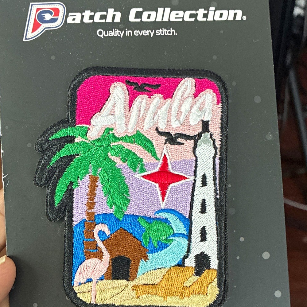 Patch Collection Aruba Embroidered Sew-On Patch Palm Tree Lighthouse